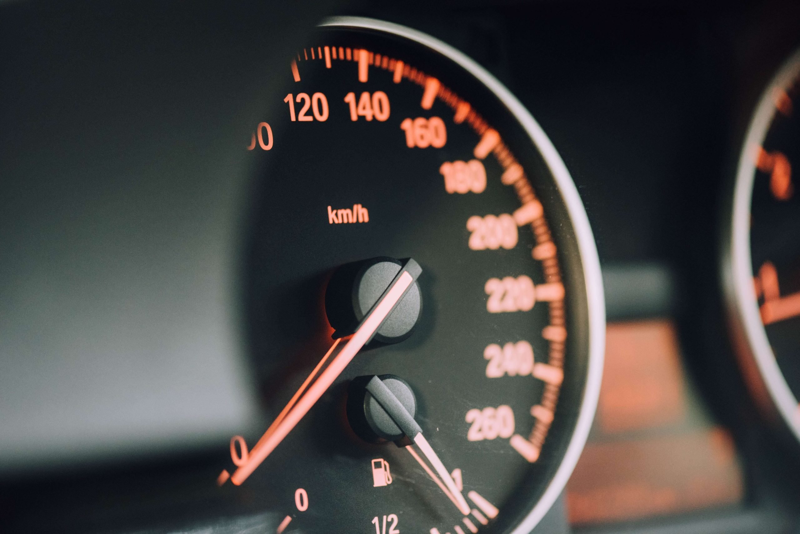 Dashboard of a vehicle with black speed range Dashboard of a vehicle with black speed range